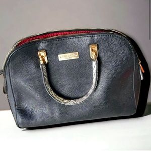 Kate Spade♠️ Double Python handles, black leather satchel👜